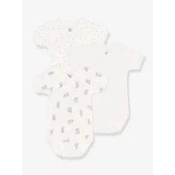 Lot de 3 bodies croisés manches courtes lapins bébé PETIT BATEAU blanc