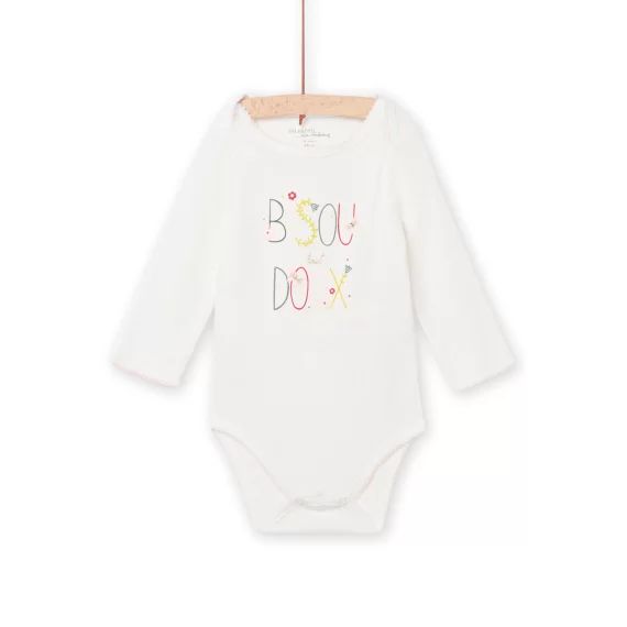 Body Écru À Pois Lettrage Fantaisie Bébé Fille