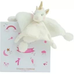 Coffret doudou plat licorne or Le doudou (22 cm)