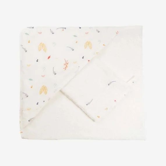 Set de bain – Multicolore – Cape de bain et gant de toilette – 100% coton – Oeko-tex blanc