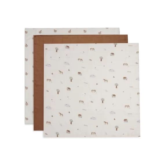 Lot de 3 langes en coton Farm (70 x 70 cm)