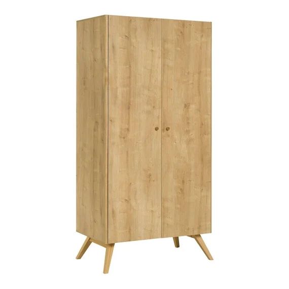Armoire 2 Portes Avec Penderie Nature Bois