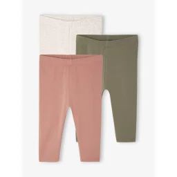 Lot 3 leggings unis bébé vieux rose