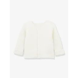 Cardigan bébé point mousse en coton bio CYRILLUS blanc