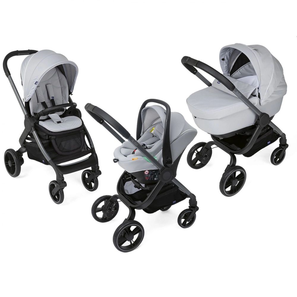 Poussette Chicco Alysia + Nacelle + Coque Auto Kiros i-Size – Grey Mist