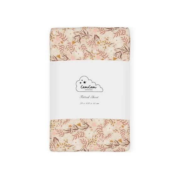 Drap housse en coton bio Aurora rose (70 x 140 cm)