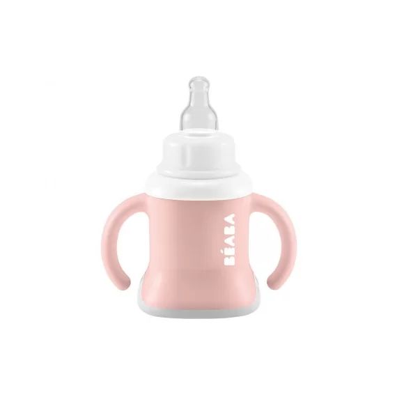 Biberon d&rsquo;Apprentissage 3-en-1 Béaba Evoluclip – Old Pink