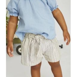 Le short rayé blanc et gris pailleté avec noeud –  – Soldes