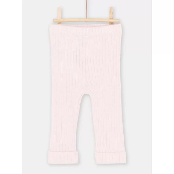 Legging Côtelé Rose Chiné Bébé Fille