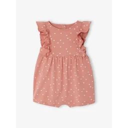Combishort bébé Basics manches volantées rose