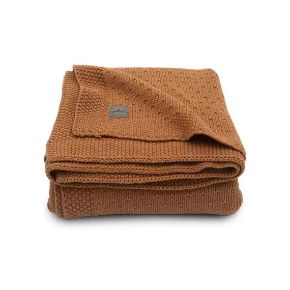 Couverture bébé en coton Bliss knit caramel (75 x 100 cm)