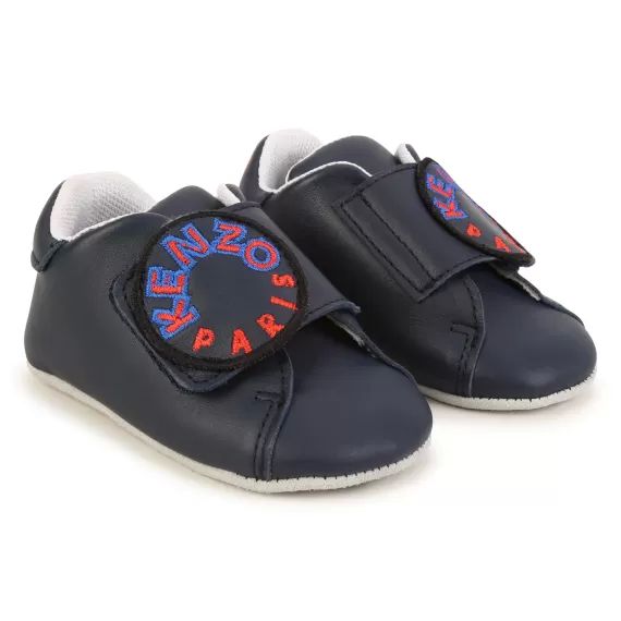 Chaussons en cuir à scratch UNISEXE Bleu
