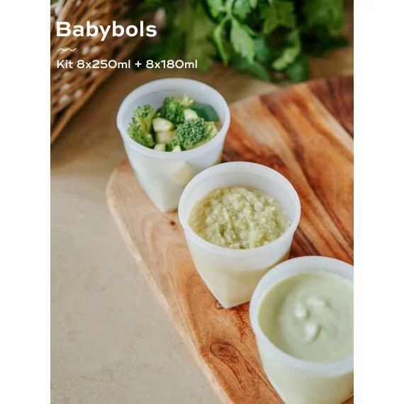 Lot de 12 boîtes hermétiques (6 x 180 ml + 6 x 250 ml) Babybols biosourcés BABYMOOV blanc