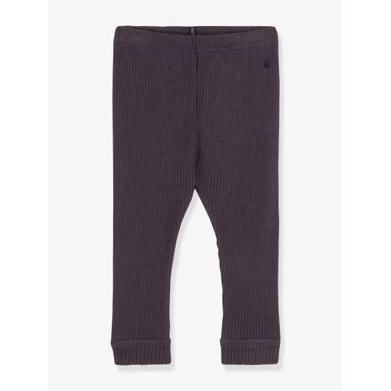 Legging en maille côtelée coton bio PETIT BATEAU gris
