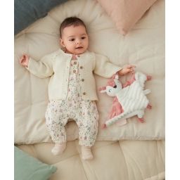 Salopette bébé en fibres recyclées écrue imprimée fleurs –  – Soldes