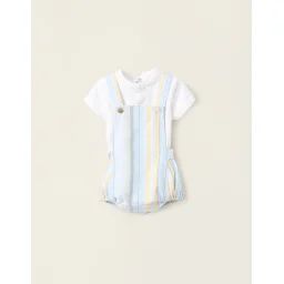 Body-chemise + Combi-short À Rayures Bleu Clair