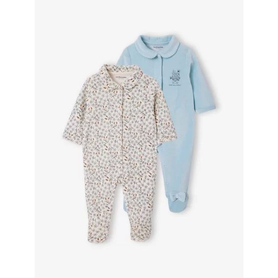 Lot de 2 dors-bien bébé en velours bleu ciel