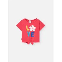 T-shirt À Manches Courtes Avec Nœud En Bas Rose