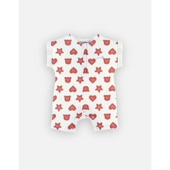 Combishort à imprimé all over en coton rouge