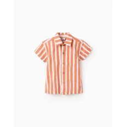 Chemise En Coton À Rayures Orange Clair