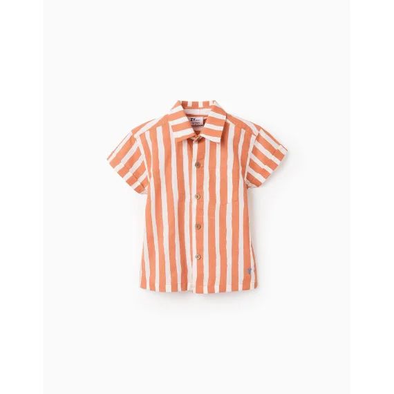 Chemise En Coton À Rayures Orange Clair