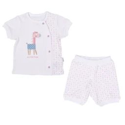 Ensemble T-shirt Et Short Bébé En Coton Bio Girafe Rose
