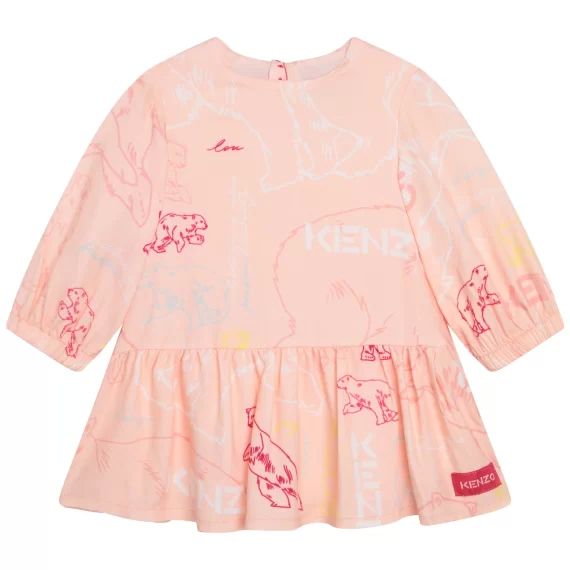 Robe imprimée avec volant Fille Rose