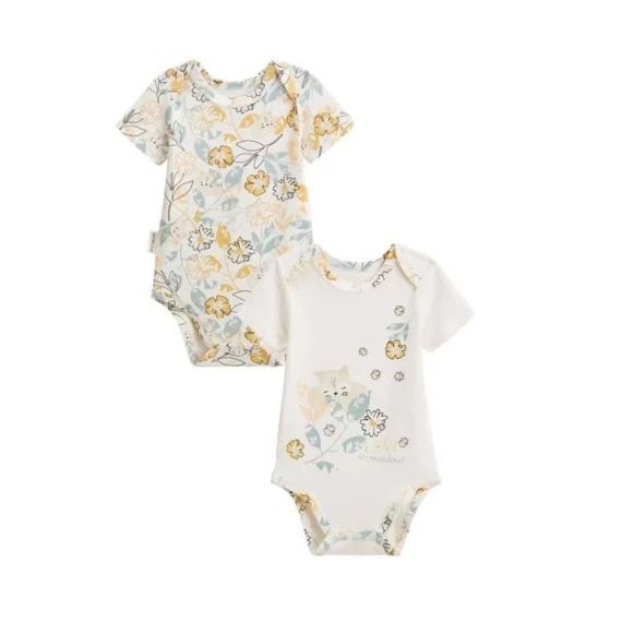 Lot De 2 Bodies Bébé Manches Courtes Capucine Blanc