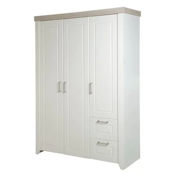 Armoire Bébé 3 Portes Battantes Felicia – Roba – Blanc – Campagne – Laqué Blanc