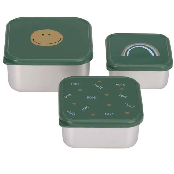 Lot De 3 Boites Gigognes En Inox Happy Rascals Smile Vert