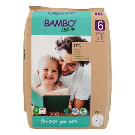 Couches écologiques BAMBO NATURE – Taille 2 – 20 couches – Blanc blanc