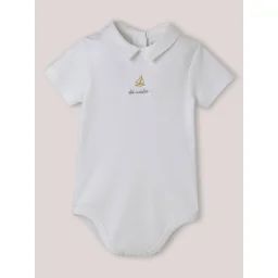 Body Brodé En Coton Biologique Blanc Pur