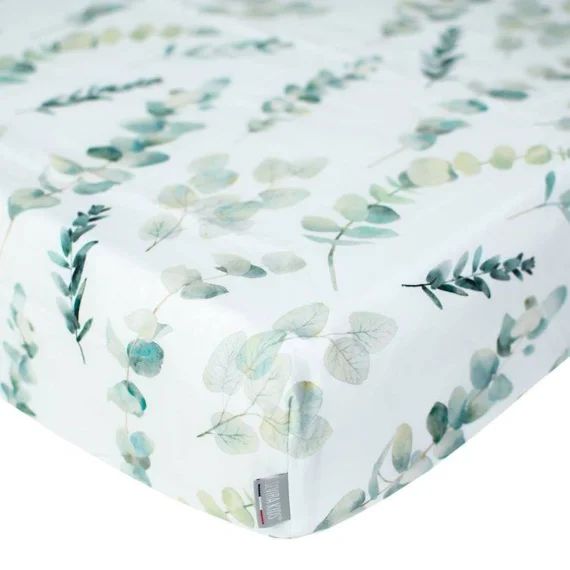 Drap-housse en coton, Eucalyptus  60×120 blanc