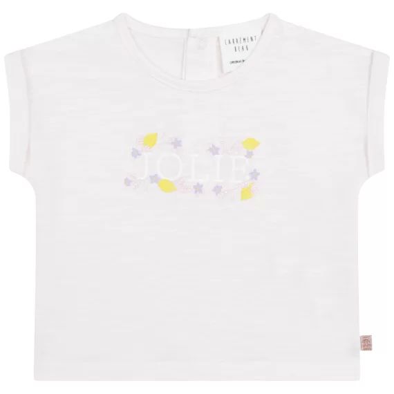 T-shirt en coton flammé Fille Rose