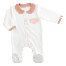 Pyjama Bébé Avec Col En Velours Blanc/rose