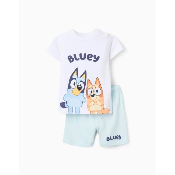 Pyjama Court En Coton Bluey Blanc