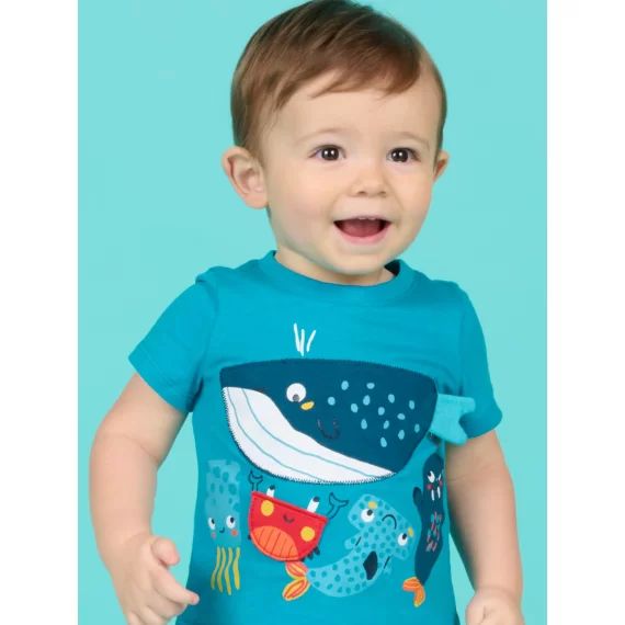T-shirt Manches Courtes Bleu Bébé Garçon