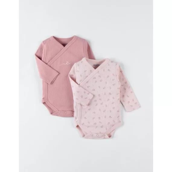 Set de 2 bodies en coton bio rose