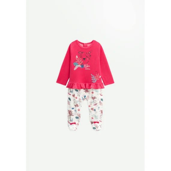 Pyjama Bébé En Velours Aloha Savana Rose