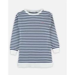 Robe tricot manches longues à rayures bleu
