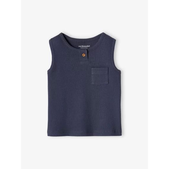 Débardeur bébé en côtes bleu ardoise