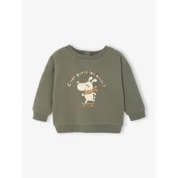 Sweat-shirt motif animal bébé kaki