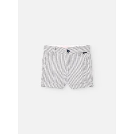 Bermuda En Coton Avec Imprimé Rayures Bleu