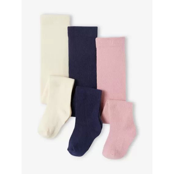 Lot de 3 collants bébé maille BASICS lot beige