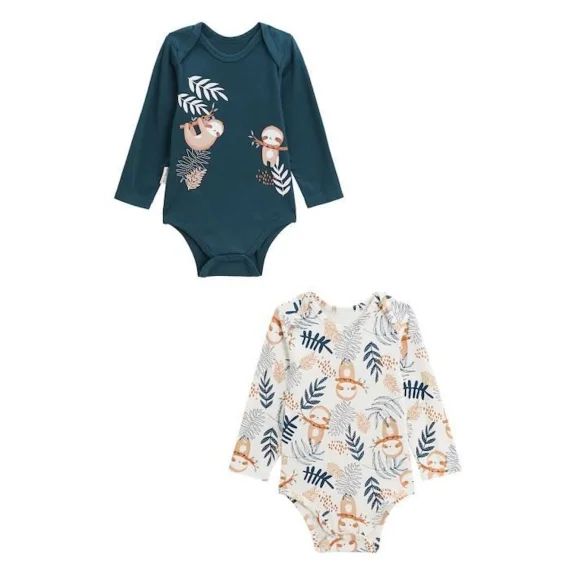Lot De 2 Bodies Bébé Manches Longues Marceau Bleu