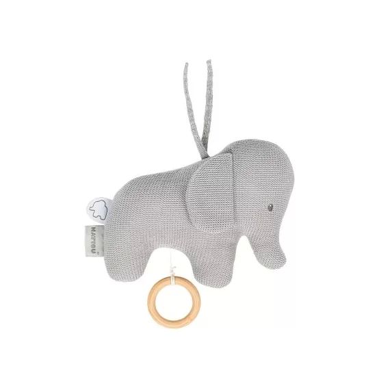 Peluche musicale à suspendre en tricot Tembo l&rsquo;éléphant (21 cm)