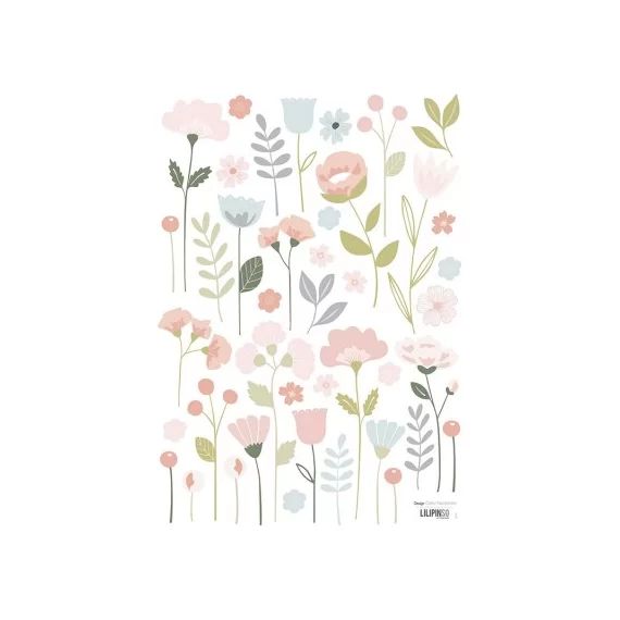 Planche de stickers A3 de fleurs tiges