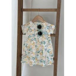 Robe Bébé En Gaze De Coton Capucine Ecru