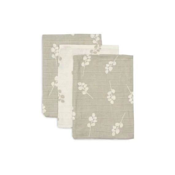 Gants de toilette (x3) gaze de Coton 15x20cm Twig Olive Green –
