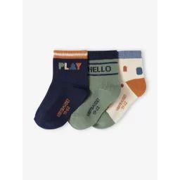 Lot de 3 paires de chaussettes vintage bébé garçon marine